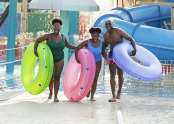 family at water park