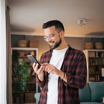 man looking at phone