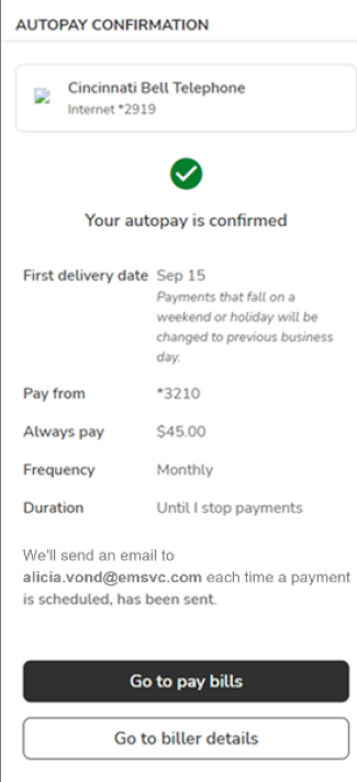 Automatic Payment Confirmation